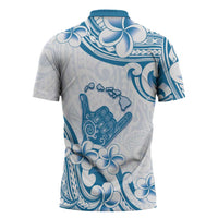 Aloha Hawaii Shaka Zipper Polo Shirt Hang Loose Blue Version DT05 - Polynesian Pride