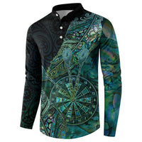 Personalised New Zealand Dart Button Sweatshirt Maori Fern With Paua Shell - Polynesian Pride