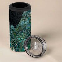 Personalised New Zealand Dart 4 in 1 Can Cooler Tumbler Maori Fern With Paua Shell - Polynesian Pride