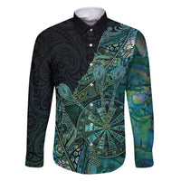 Personalised New Zealand Dart Family Matching Tank Maxi Dress and Hawaiian Shirt Maori Fern With Paua Shell - Polynesian Pride