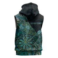 Personalised New Zealand Dart Sleeveless Zip Hoodie Maori Fern With Paua Shell DT05 - Polynesian Pride