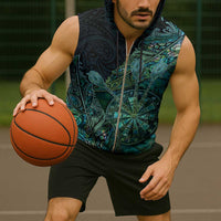 Personalised New Zealand Dart Sleeveless Zip Hoodie Maori Fern With Paua Shell DT05 - Polynesian Pride