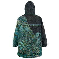 Personalised New Zealand Dart Wearable Blanket Hoodie Maori Fern With Paua Shell - Polynesian Pride