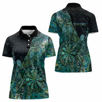 Personalised New Zealand Dart Women Polo Shirt Maori Fern With Paua Shell - Polynesian Pride