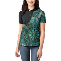 Personalised New Zealand Dart Women Polo Shirt Maori Fern With Paua Shell - Polynesian Pride