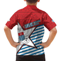 West Papua Morning Star Family Matching Short Sleeve Bodycon Dress and Hawaiian Shirt One People One Soul - Polynesian Pride