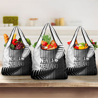 New Zealand Football Grocery Bag Silver Fern Maori Pattern Monochrome DT05 3-pack One Size White - Polynesian Pride