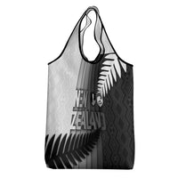 New Zealand Football Grocery Bag Silver Fern Maori Pattern Monochrome DT05 - Polynesian Pride