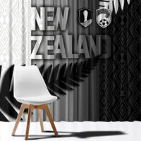 New Zealand Football Window Curtain Silver Fern Maori Pattern Monochrome DT05 - Polynesian Pride