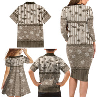 Hawaii Christmas In July Family Matching Long Sleeve Bodycon Dress and Hawaiian Shirt Beige Mele Kalikimaka Sea Animals DT05 - Polynesian Pride