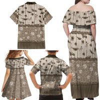 Hawaii Christmas In July Family Matching Off Shoulder Maxi Dress and Hawaiian Shirt Beige Mele Kalikimaka Sea Animals DT05 - Polynesian Pride