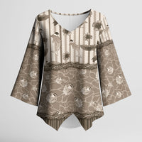 Hawaii Christmas In July Kimono Sleeve Blouse Beige Mele Kalikimaka Sea Animals DT05 Female Beige - Polynesian Pride