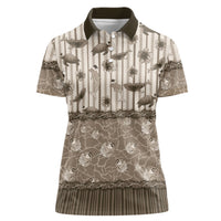 Hawaii Christmas In July Women Polo Shirt Beige Mele Kalikimaka Sea Animals DT05 Female Beige - Polynesian Pride