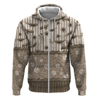 Hawaii Christmas In July Zip Hoodie Beige Mele Kalikimaka Sea Animals DT05 Zip Hoodie Beige - Polynesian Pride