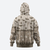 Hawaii Christmas In July Zip Hoodie Beige Mele Kalikimaka Sea Animals DT05 - Polynesian Pride