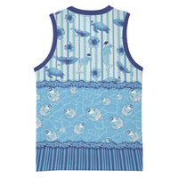 Hawaii Christmas In July Basketball Jersey Sky Blue Mele Kalikimaka Sea Animals DT05 - Polynesian Pride