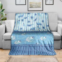 Hawaii Christmas In July Blanket Sky Blue Mele Kalikimaka Sea Animals