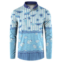 Hawaii Christmas In July Button Sweatshirt Sky Blue Mele Kalikimaka Sea Animals
