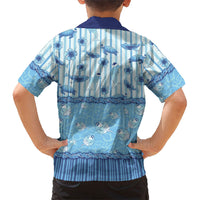Hawaii Christmas In July Family Matching Off The Shoulder Long Sleeve Dress and Hawaiian Shirt Sky Blue Mele Kalikimaka Sea Animals DT05 - Polynesian Pride