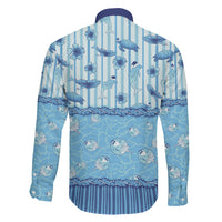 Hawaii Christmas In July Family Matching Off The Shoulder Long Sleeve Dress and Hawaiian Shirt Sky Blue Mele Kalikimaka Sea Animals DT05 - Polynesian Pride