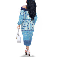 Hawaii Christmas In July Family Matching Off The Shoulder Long Sleeve Dress and Hawaiian Shirt Sky Blue Mele Kalikimaka Sea Animals DT05 - Polynesian Pride