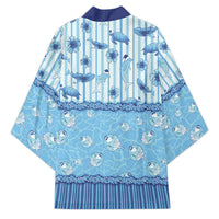 Hawaii Christmas In July Kimono Sky Blue Mele Kalikimaka Sea Animals