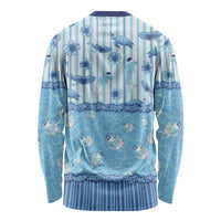 Hawaii Christmas In July Long Sleeve Shirt Sky Blue Mele Kalikimaka Sea Animals DT05 - Polynesian Pride