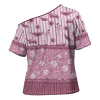 Hawaii Christmas In July Cross Shoulder Shirt Dusty Pink Mele Kalikimaka Sea Animals DT05 - Polynesian Pride
