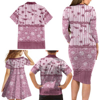 Hawaii Christmas In July Family Matching Long Sleeve Bodycon Dress and Hawaiian Shirt Dusty Pink Mele Kalikimaka Sea Animals DT05 - Polynesian Pride