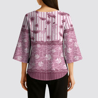 Hawaii Christmas In July Kimono Sleeve Blouse Dusty Pink Mele Kalikimaka Sea Animals DT05 - Polynesian Pride