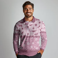 Hawaii Christmas In July Long Sleeve Polo Shirt Dusty Pink Mele Kalikimaka Sea Animals DT05 - Polynesian Pride
