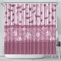 Hawaii Christmas In July Shower Curtain Dusty Pink Mele Kalikimaka Sea Animals DT05 - Polynesian Pride