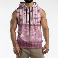 Hawaii Christmas In July Sleeveless Zip Hoodie Dusty Pink Mele Kalikimaka Sea Animals DT05 - Polynesian Pride