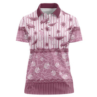 Hawaii Christmas In July Women Polo Shirt Dusty Pink Mele Kalikimaka Sea Animals DT05 Female Pink - Polynesian Pride