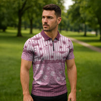 Hawaii Christmas In July Zipper Polo Shirt Dusty Pink Mele Kalikimaka Sea Animals DT05 - Polynesian Pride
