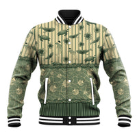 Hawaii Christmas In July Baseball Jacket Olive Green Mele Kalikimaka Sea Animals