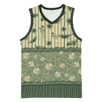 Hawaii Christmas In July Basketball Jersey Olive Green Mele Kalikimaka Sea Animals DT05 Unisex Green - Polynesian Pride