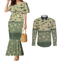 Hawaii Christmas In July Couples Matching Mermaid Dress and Long Sleeve Button Shirt Olive Green Mele Kalikimaka Sea Animals DT05 Green - Polynesian Pride