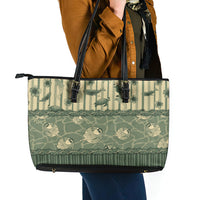 Hawaii Christmas In July Leather Tote Bag Olive Green Mele Kalikimaka Sea Animals DT05 - Polynesian Pride