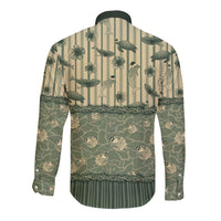 Hawaii Christmas In July Long Sleeve Button Shirt Olive Green Mele Kalikimaka Sea Animals