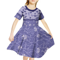 Hawaii Christmas In July Kid Short Sleeve Dress Amethyst Purple Mele Kalikimaka Sea Animals DT05 - Polynesian Pride