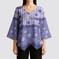 Hawaii Christmas In July Kimono Sleeve Blouse Amethyst Purple Mele Kalikimaka Sea Animals DT05 - Polynesian Pride