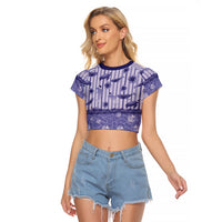 Hawaii Christmas In July Raglan Cropped T Shirt Amethyst Purple Mele Kalikimaka Sea Animals DT05 Female Purple - Polynesian Pride