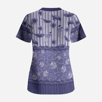 Hawaii Christmas In July Scrub Top Amethyst Purple Mele Kalikimaka Sea Animals