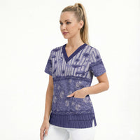 Hawaii Christmas In July Scrub Top Amethyst Purple Mele Kalikimaka Sea Animals