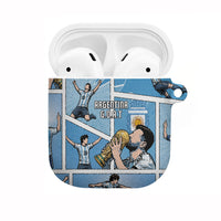 Argentina Football AirPods Case Goat Comic Style Sun Of May