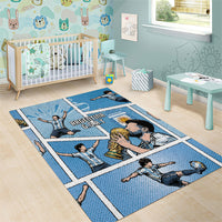 Argentina Football Area Rug Goat Comic Style Sun Of May