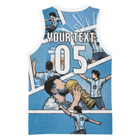 Custom Argentina Football Basketball Jersey Goat Comic Style Sun Of May