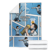 Argentina Football Blanket Goat Comic Style Sun Of May