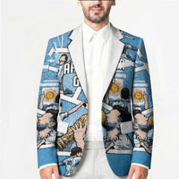 Custom Argentina Football Blazer Goat Comic Style Sun Of May